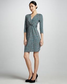  in azurite blk ivory $ 215 00 dkny printed twisted front dress