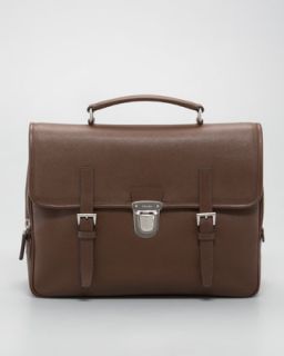 N1RPE Prada Saffiano Flap Briefcase, Brown
