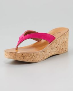 S9462 K. Jacques Diorite Thong Wedge Sandal, Pink