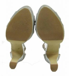 Steve Madden Silver Glitter Platform Heels 8 5 Open Toe Sandal Zipper