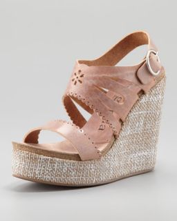 X1G8J Pedro Garcia Ailyn Cutout Scalloped Leather Wedge Sandal