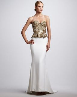 Pleated Strapless Gown  