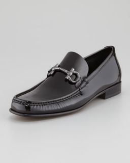 N1Y6P Salvatore Ferragamo Giordano Patent Bit Loafer, Black