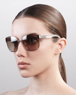 Givenchy Square Metal Sunglasses, Shiny Gold   