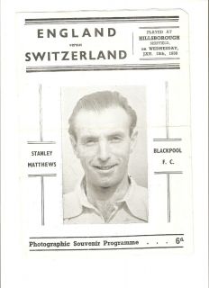 1950 England V Switzerland at Hillsborough