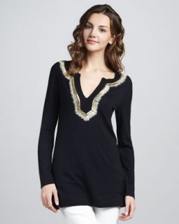  tunic available in med navy $ 375 00 tory burch dove embellished wool