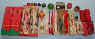 Vintage Christmas Holiday Candle Lot Tapered Pillar Decorative Glitter