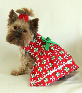 XS Christmas Candy Holiday Dog Dress Clothes Pet Apparel