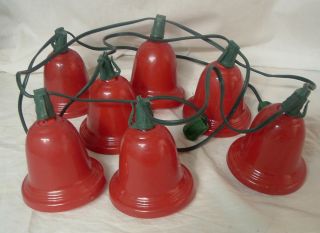   of 7 Christmas Lights Red Plastic Bell Light Covers Tested 3 1 2