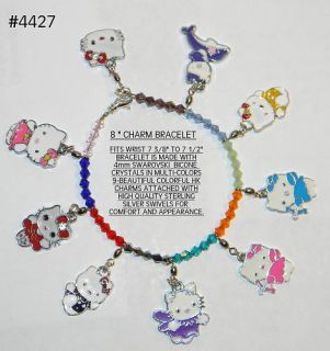 4427 Hello Kitty Charm Bracelet 8 w 9 HK Charms