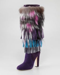 Dalia Fringed Suede and Fur Boot