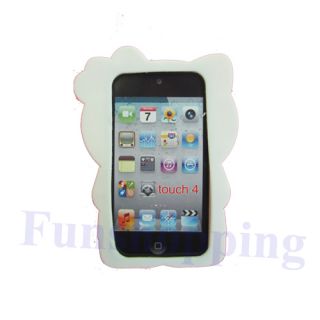 Pink 3D Hello Kitty Cat Silicone Skin Soft Cover Case for iPod Touch 4