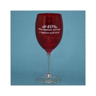 40   Age Improves Wine Glass   Funny 40th Birthday Gift
