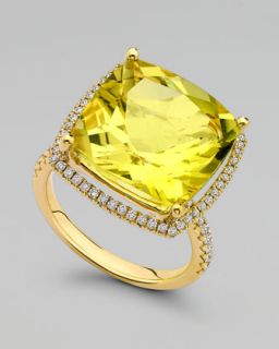 J6211 Kiki McDonough Grace Lemon Quartz & Diamond 18k Gold Ring