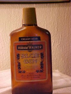 Vintage Hiram Walker Creamy Head Sloe Gin Bottle Peoria IL San