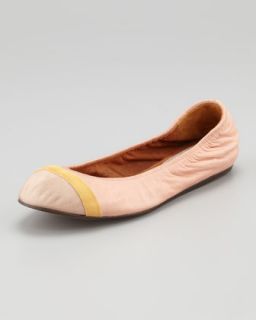 grosgrain cap toe scrunched leather ballerina flat $ 575