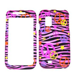 Colorful Peace Sign on Hot Pink Zebra Strips Rubberized