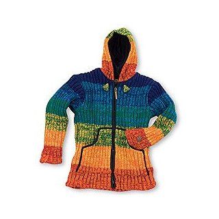 Handcrafted Ribbed Warm Rainbow Himalayan Hooded Zipper