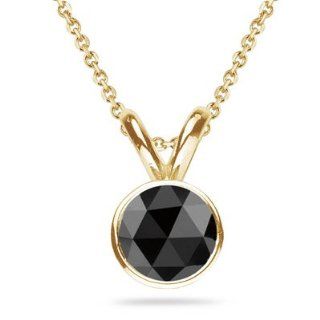 43 0.52 Cts Round Rose Cut AAA Black Diamond Solitaire Pendant in