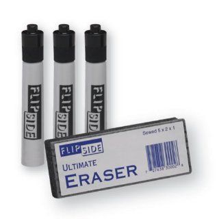 Dry Erase Markers & Eraser Set   Three Chisel Tip Markers
