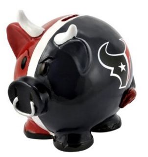 Houston Texans Resin 8 Large Thematic Piggy Bank New