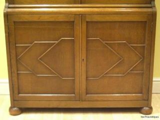 1920s Oak ASTRAGAL Glazed Bookcase Cabinet