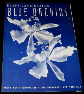 Hoagy Carmichael 1939 Blue Orchids Art Music Sheet