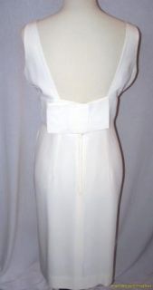 Vintage Dress 60s Wiggle 16 Cream Sequins Down Front Bow in Back Mint