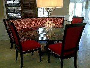 Horchow Dining Set Banquette Seat Glass Table Chair Mint