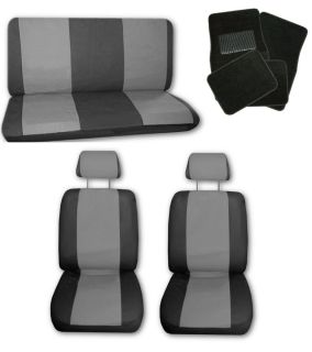 Lightweight Grey Black Synthetic Leather Car Seat Covers w Black Floor