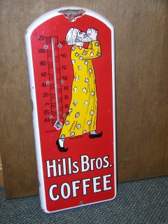Hills Brothers Coffee Porcelain Vintage Advertising Thermometer 357 R