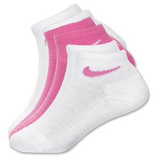 Nike 3 Pack Swoosh Quarter Youth Socks White/Pink