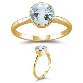 0.52 Cts Sky Blue Topaz Solitaire Ring in 14K Yellow Gold
