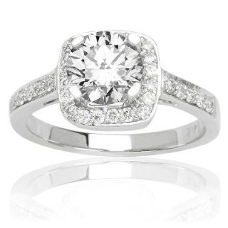 Style Square Shape Center Pave Set Diamond Engagement Ring with a 0.52