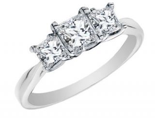 Princess Cut Diamond Engagement Ring and Three Stone