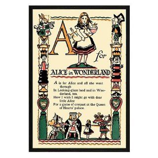 A for Alice in Wonderland Vintage Print by Sarge Home