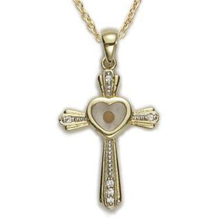 24K Gold Over Sterling Silver Cross Necklace and CZ Cubic Zirconia