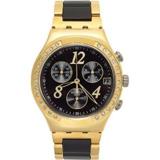 Swatch YCG405G dreamnight yellow black dial metal strap unisex watch