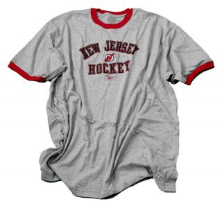 NHL New Jersey Hockey Devils Reebok T Shirt Gray Many Sizes
