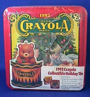 1992 Crayola Collectible Holiday Tin and Crayons