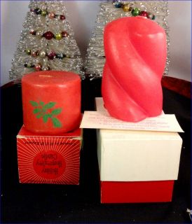 Two novelty Holiday candles by Will and Baumer of Syracuse, New York