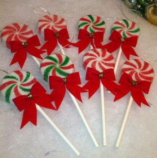 Sugar Coated Peppermint Candy Lollipop Christmas Tree Ornaments