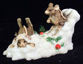 charming tails hot doggin mice snow skiing figurine by dean griff fitz