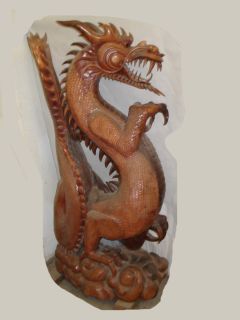 Hand Carved Wood Dragon Exceptional Detail