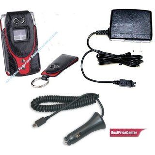 Black Red Leather Case for Motorola Razr V3 V3c + Car