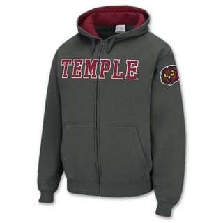 Temple Owls NCAA Mens Full Zip Hoodie Charcoal