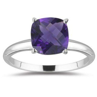39 Cts Amethyst Solitaire Ring in 14K White Gold 3.0 Jewelry