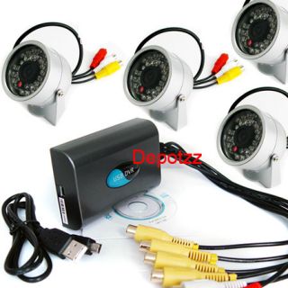 Home Security Video System 4 IR Color Cameras CCTV DVR