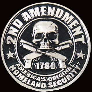 Homeland Security 2nd Amendment Skull Biker Pin