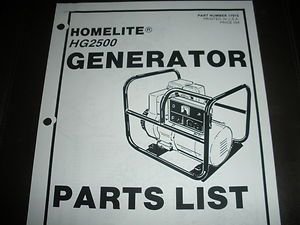 homelite generator model hg2500 illustrated manual parts list
